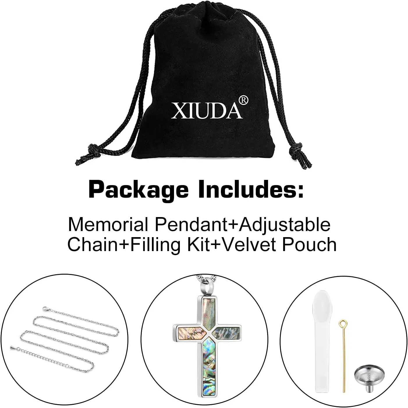 XIUDA Cross Cremation Jewelry for Human Ashes Stainless Steel Urn Necklace for Ashes Memorial Cremation Ashes Necklace for Women Men