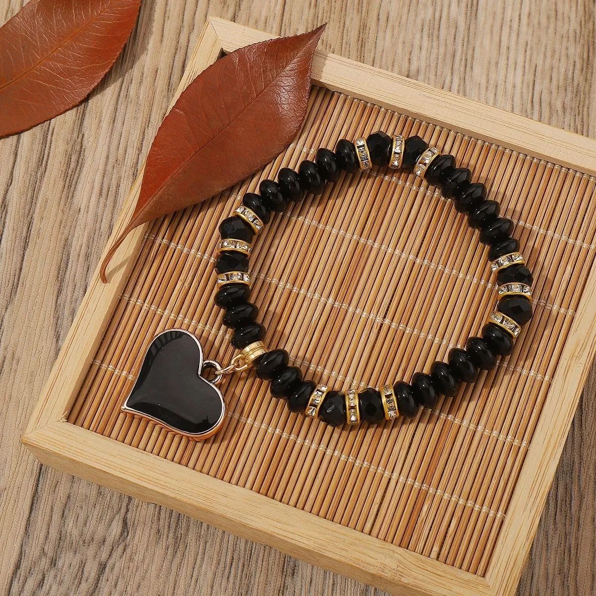 YIYUGEY Multicolor Bohemian Beaded Bracelet Heart Pendant Bracelet Stretch Summer Beach Friendship Fashion Jewelry Surprise Design Temperament Sweet Valentine's Day Birthday Party for Women