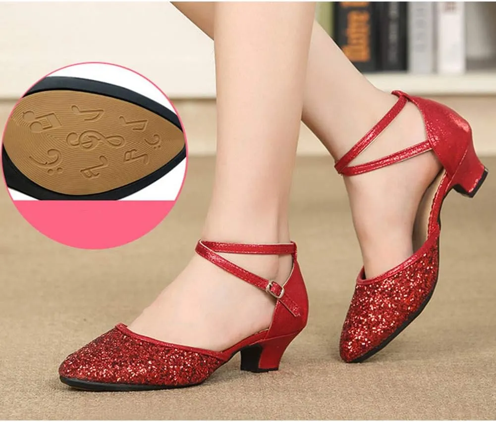 YKXLM Closed Toe Dance Shoes for Women Ballroom Dance Shoes Character Party Prom Dancing Pump,DY225