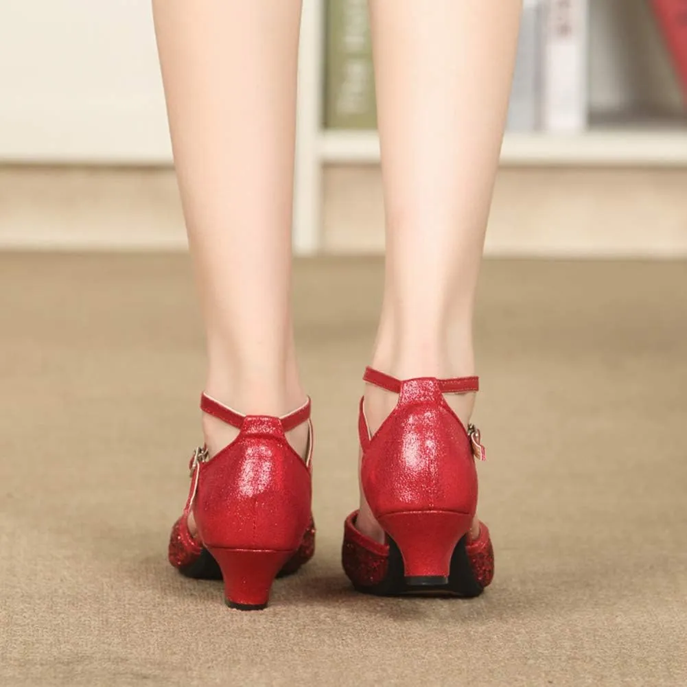 YKXLM Closed Toe Dance Shoes for Women Ballroom Dance Shoes Character Party Prom Dancing Pump,DY225