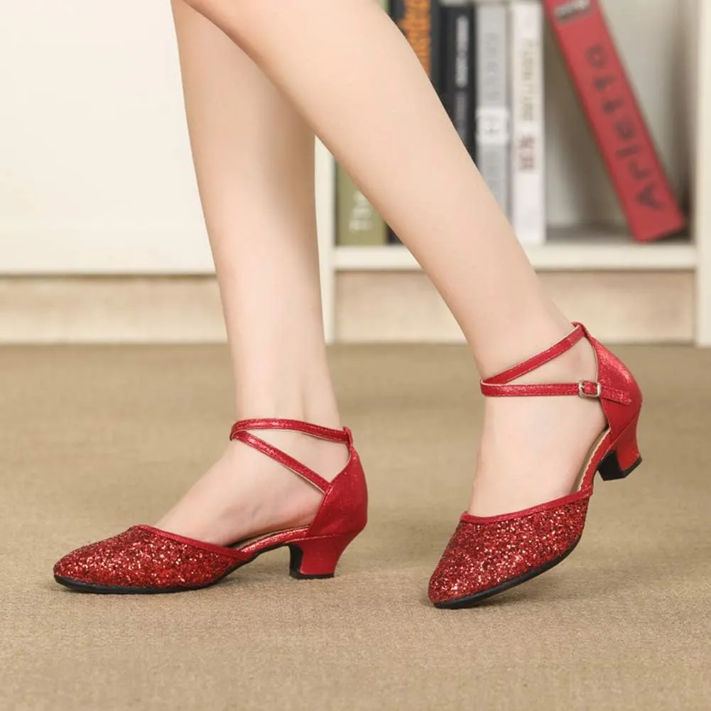 YKXLM Closed Toe Dance Shoes for Women Ballroom Dance Shoes Character Party Prom Dancing Pump,DY225