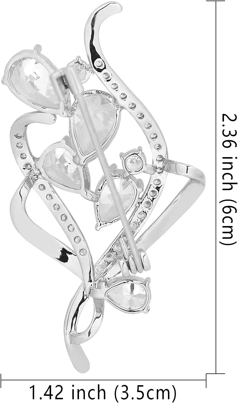 Zirconia Crystal Flower Brooches Pins for Women bouquets Costume Jewelry Gifts
