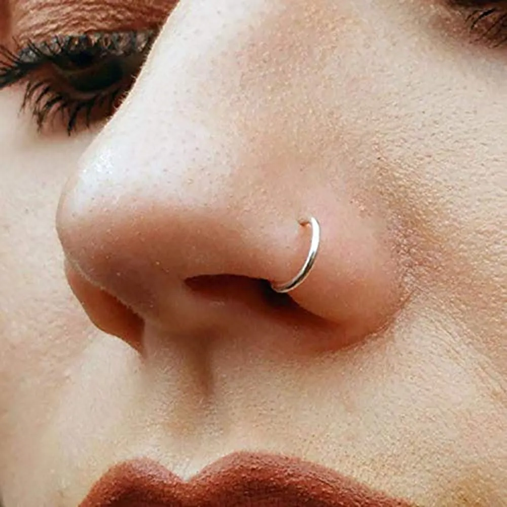 Zolure 18g 20g 22g Nose Rings Nose Studs Surgical Stainless Steel Screw L Shaped Pin Bone Nose Nostrial Piercing Jewerly for Women Men